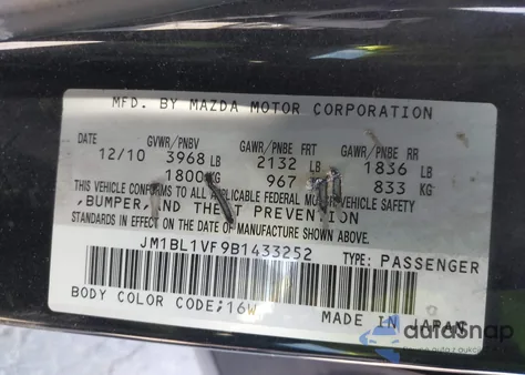 2011 Mazda Mazda3 I Touring from USA, damaged, VIN JM1BL1VF9B1433252